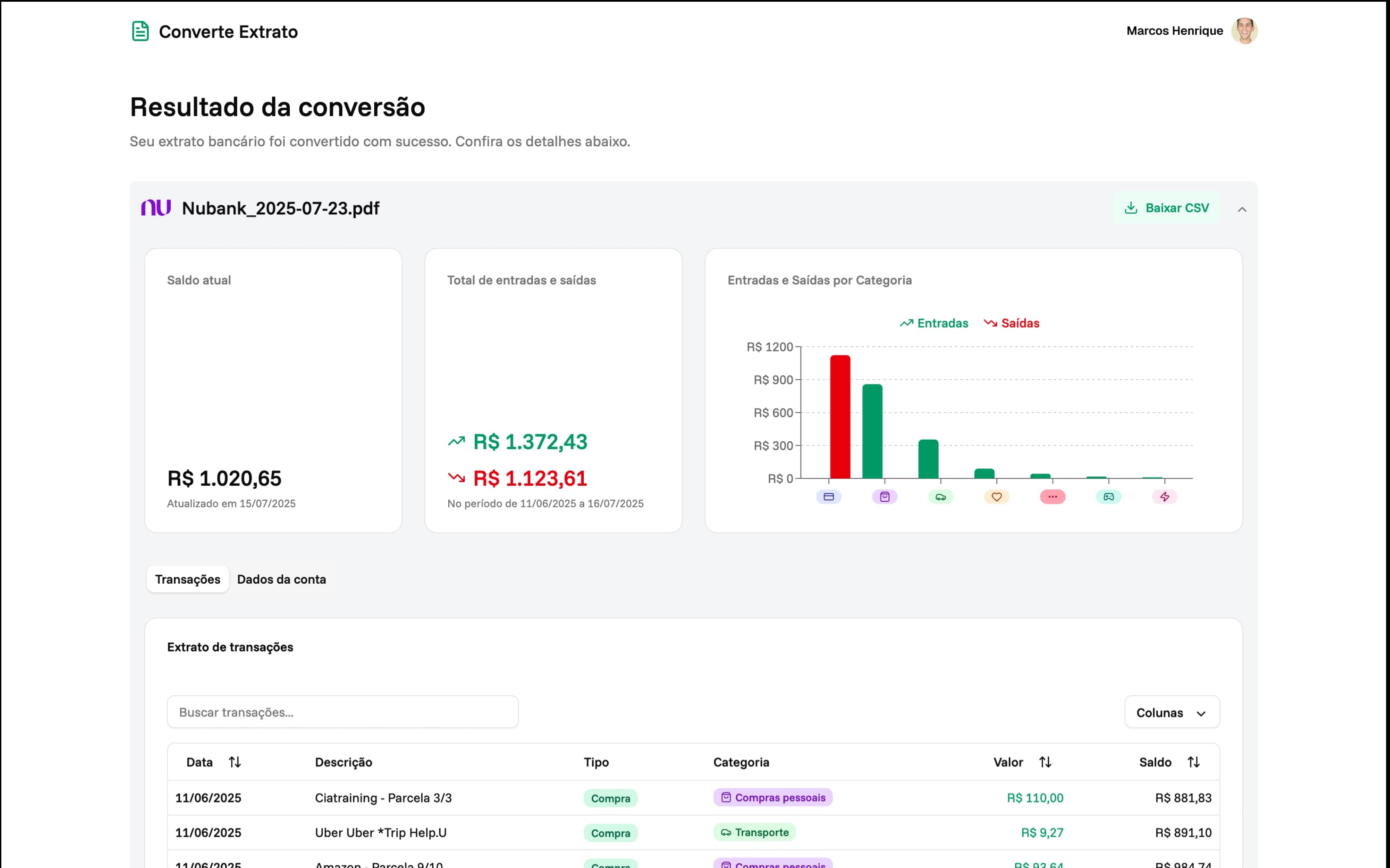 Conversor de Extratos Bancários